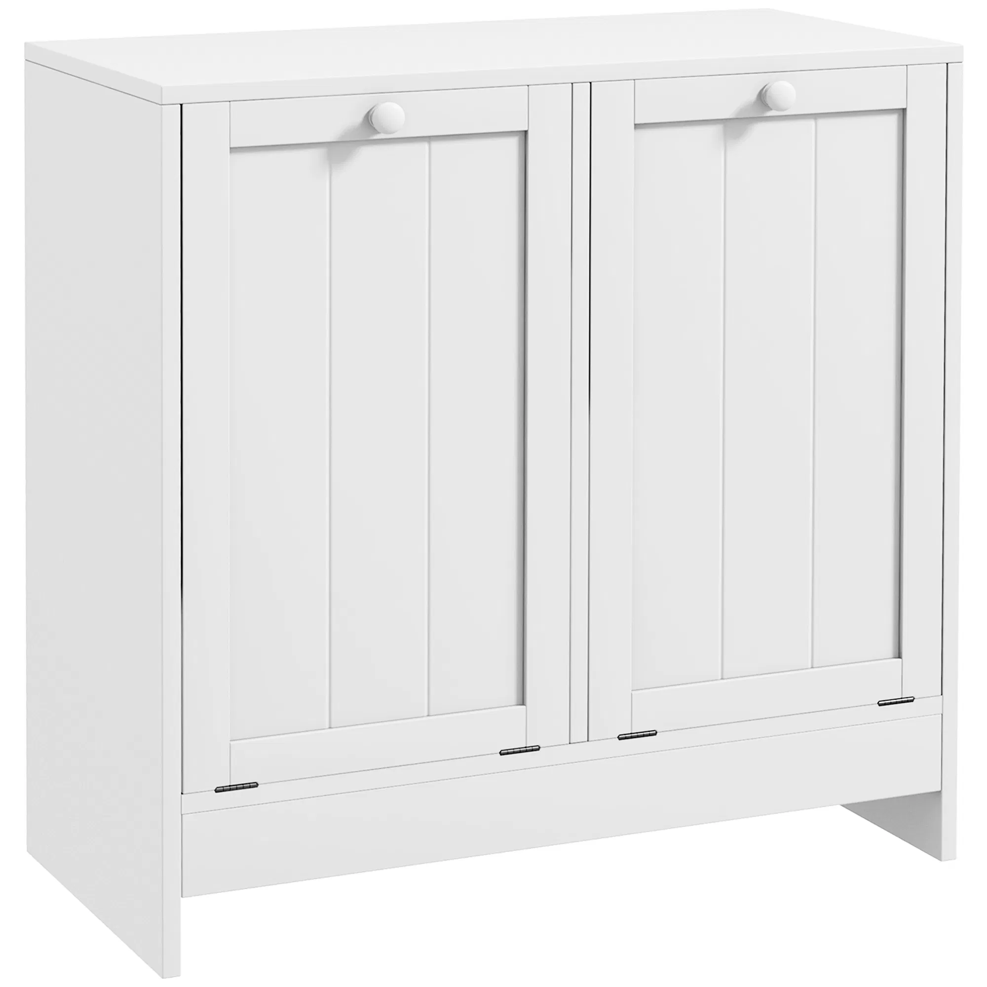 Tilt-Out Laundry Storage Cabinet, Modern Laundry Hamper with 2 Compartments for Bathroom…