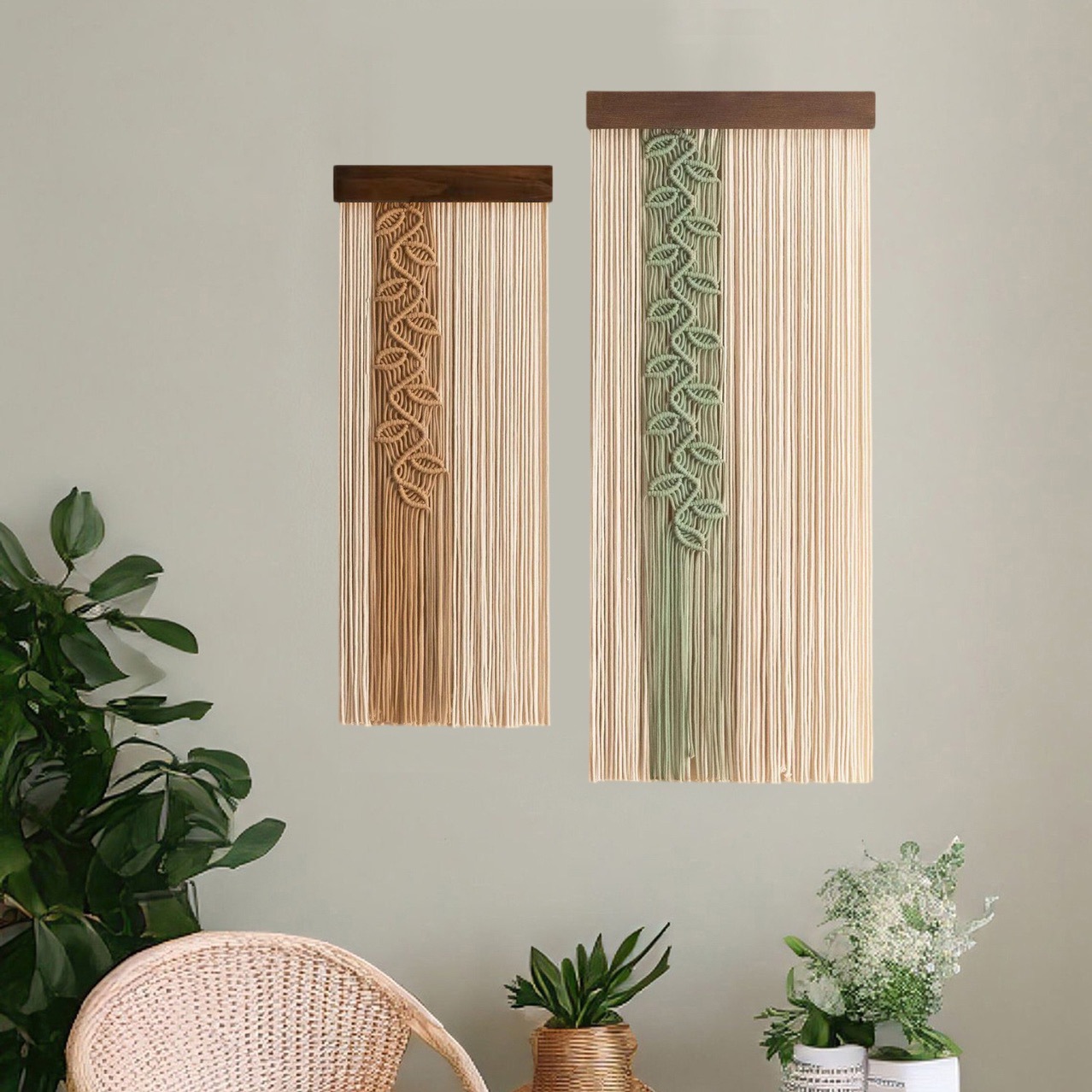Bohemian Handwoven Leaf Fringe Tapestry - Macrame Wall Hanging Decor For Living Room…