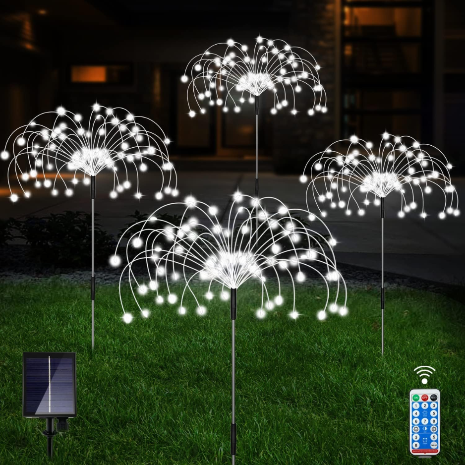 4 Pack Solar Garden Lights, 120 LED Cool White Waterproof String Lights