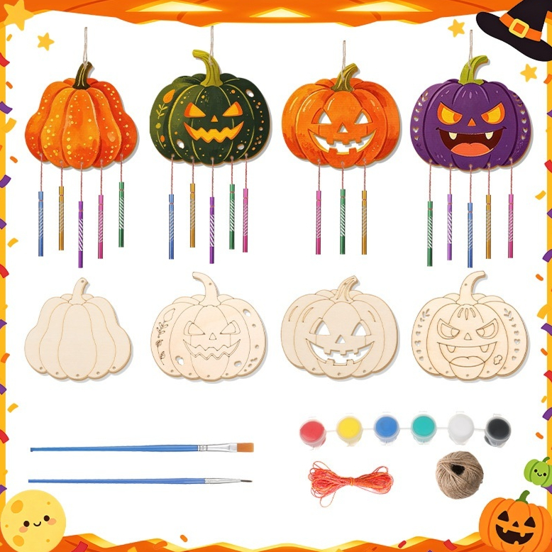 Wooden Pumpkin Wind Chime DIY Craft Kit Pendant Decoration