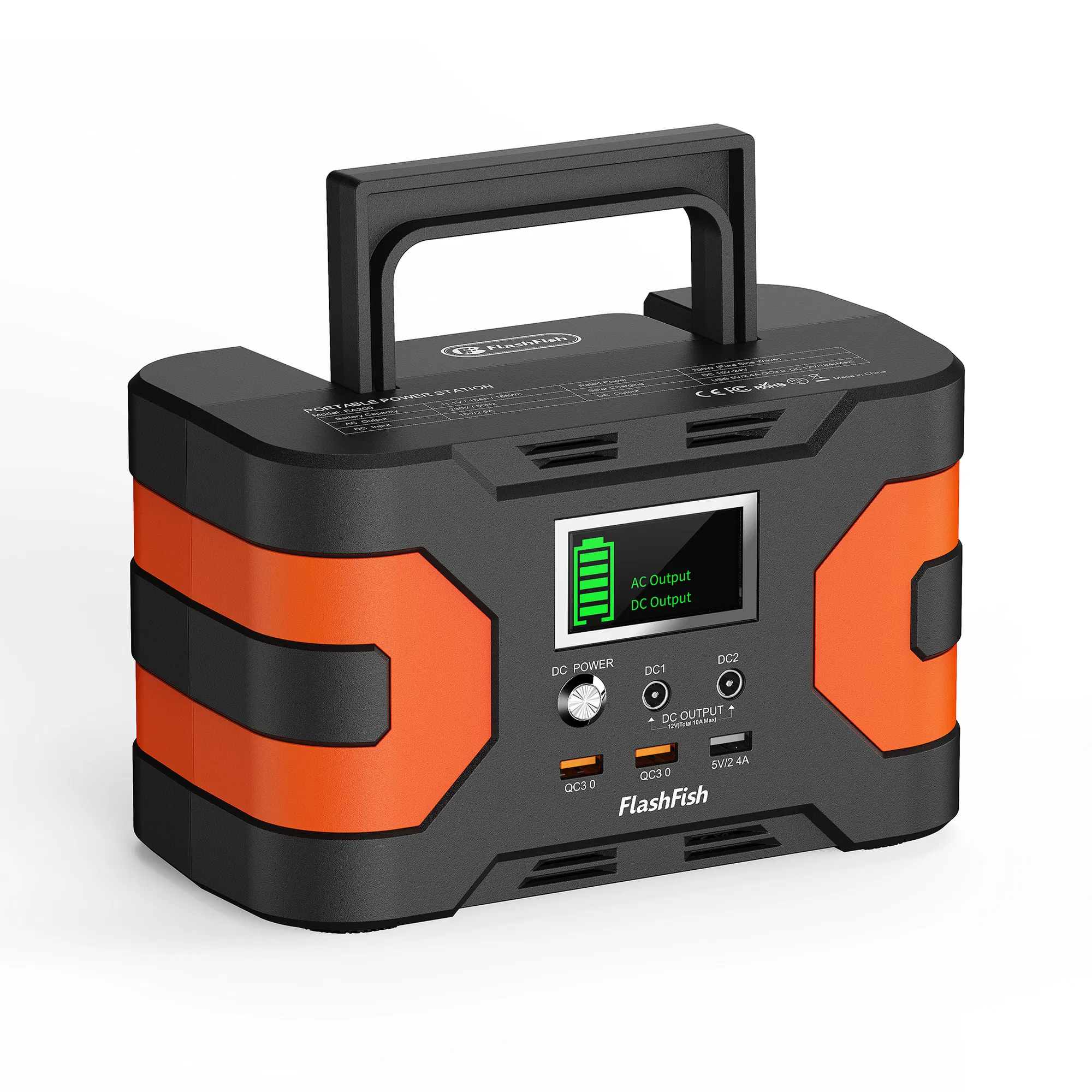 FlashFish 200W Portable Power Station, 166Wh with 230 V AC/DC/USB/Type C/LED Lights…