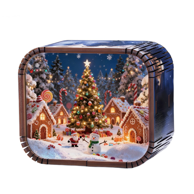 Mini Wooden Christmas Wind Up Music Box
