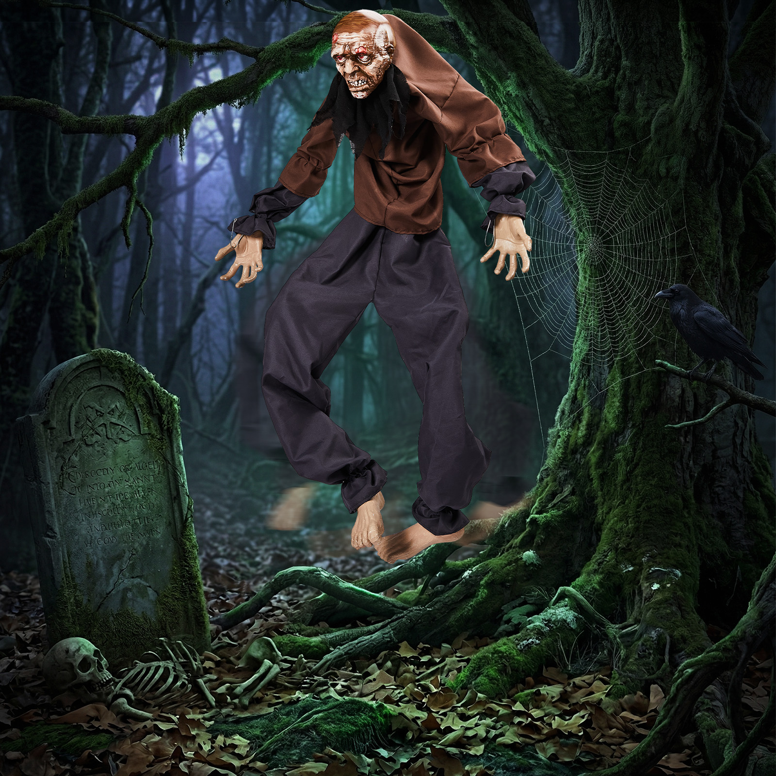 5ft Halloween Wall-Climbing Ghost Decoration With Sound-Activated Moving Legs,Roaring…