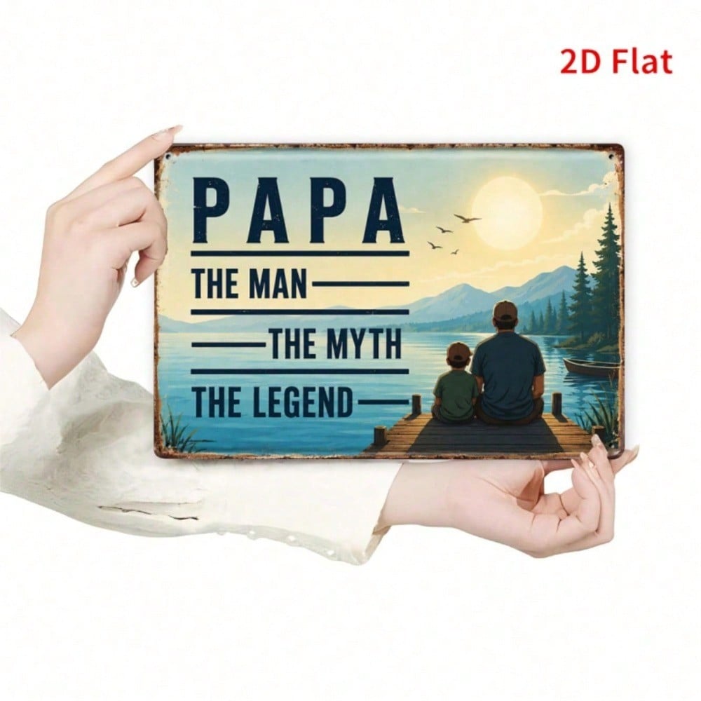 Papa The Man The Myth The Legend Sign, Lake View Bronze 2D Father's Day Gift