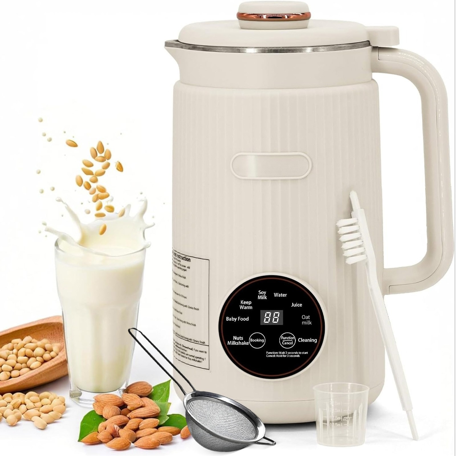 1.2L Nut Milk Maker 8-in-1 Automatic Almond Soy Oat Milk Machine Self Cleaning