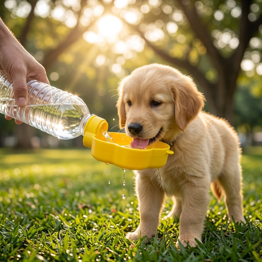 Portable Pet Water Bowl For Dogs, Outdoor Travel Bottle Attachment Bowl, Foldable Puppy…