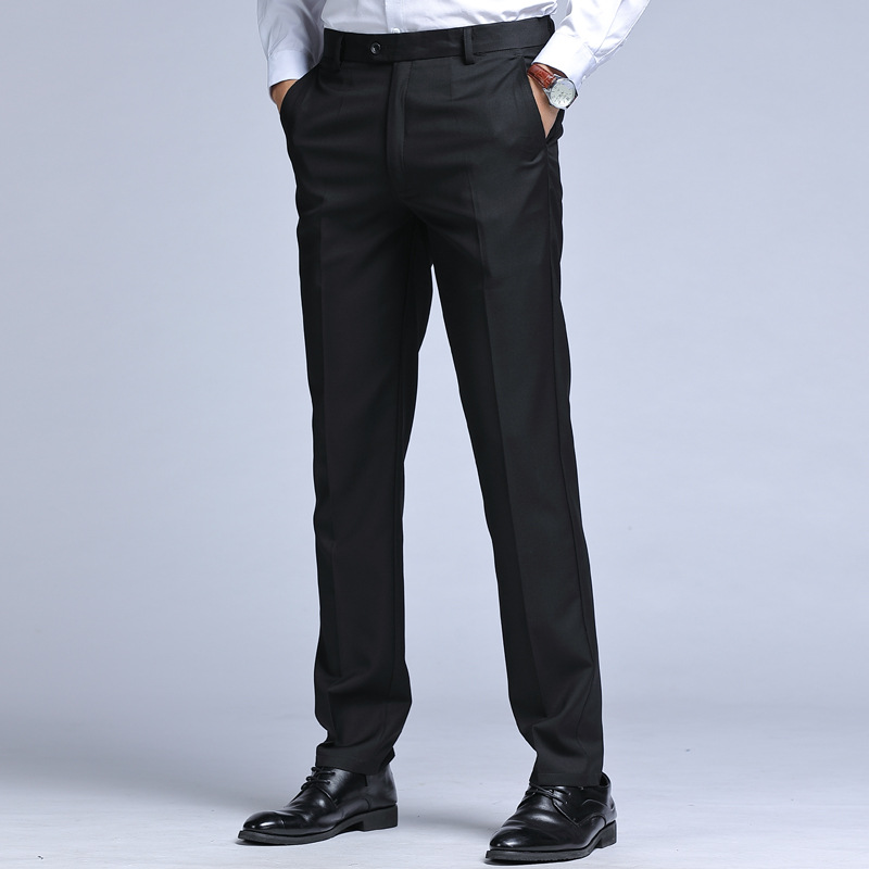 Men's Solid Color Versatile Straight Leg Suit Pants
