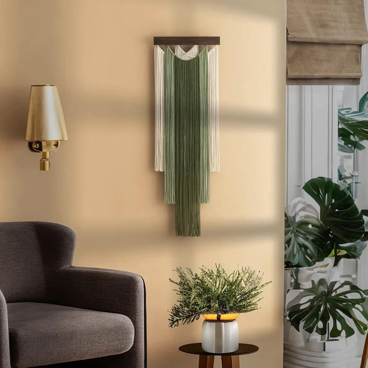 Handmade Wooden-core Rope Tassel Wall Hanging