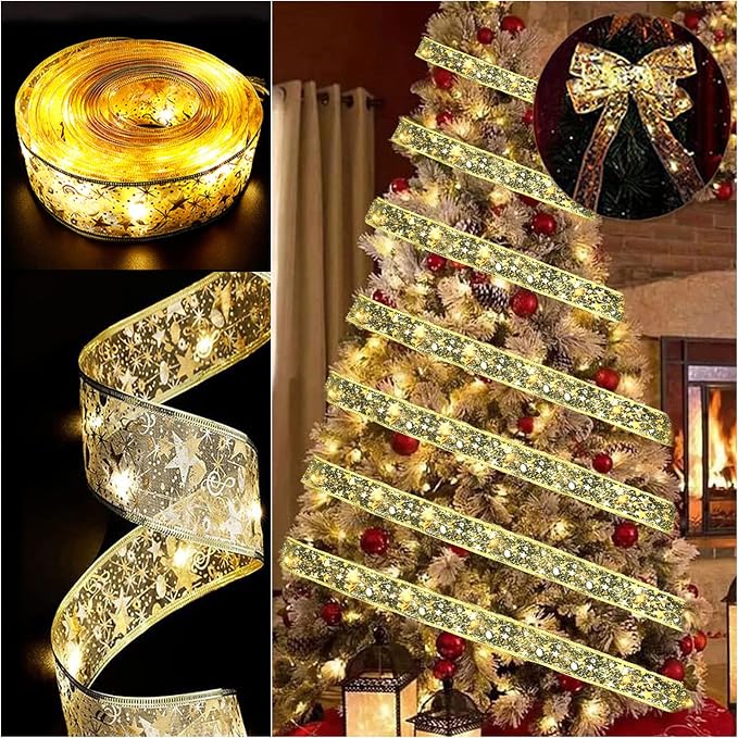 19FT 60 LED Christmas Tree Ribbon Fairy Lights 6M Shining String Lights For Holiday…