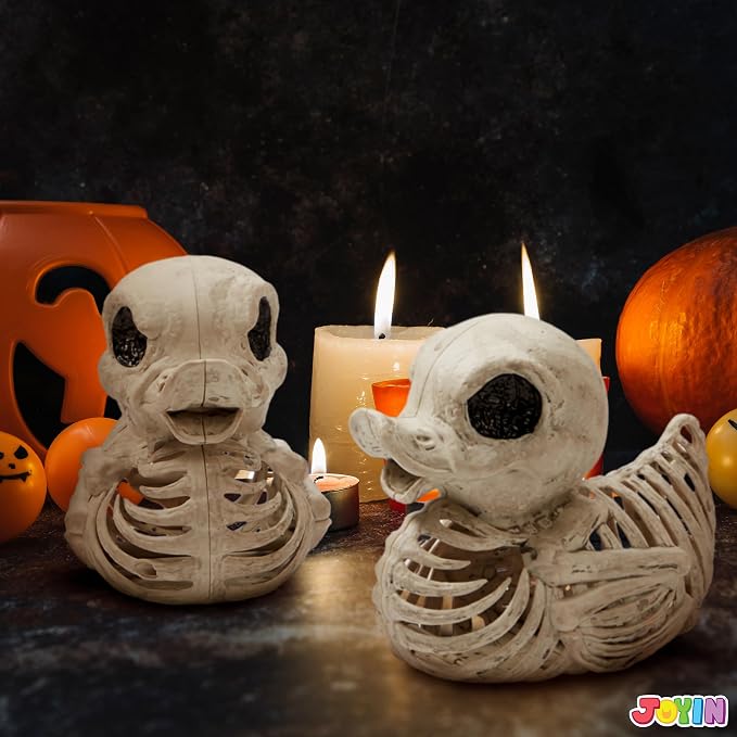 2-Piece 4.5-Inch Duck Skeleton Halloween Decorations Plastic Bone Props For Graveyard…