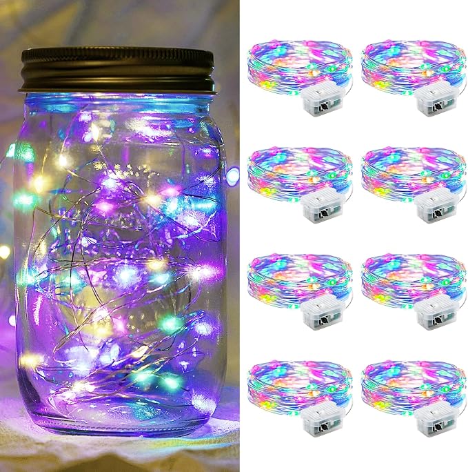 8-Pack 7FT Battery Operated 20 LED Multicolor Fairy String Lights With 3 Modes Waterproof…