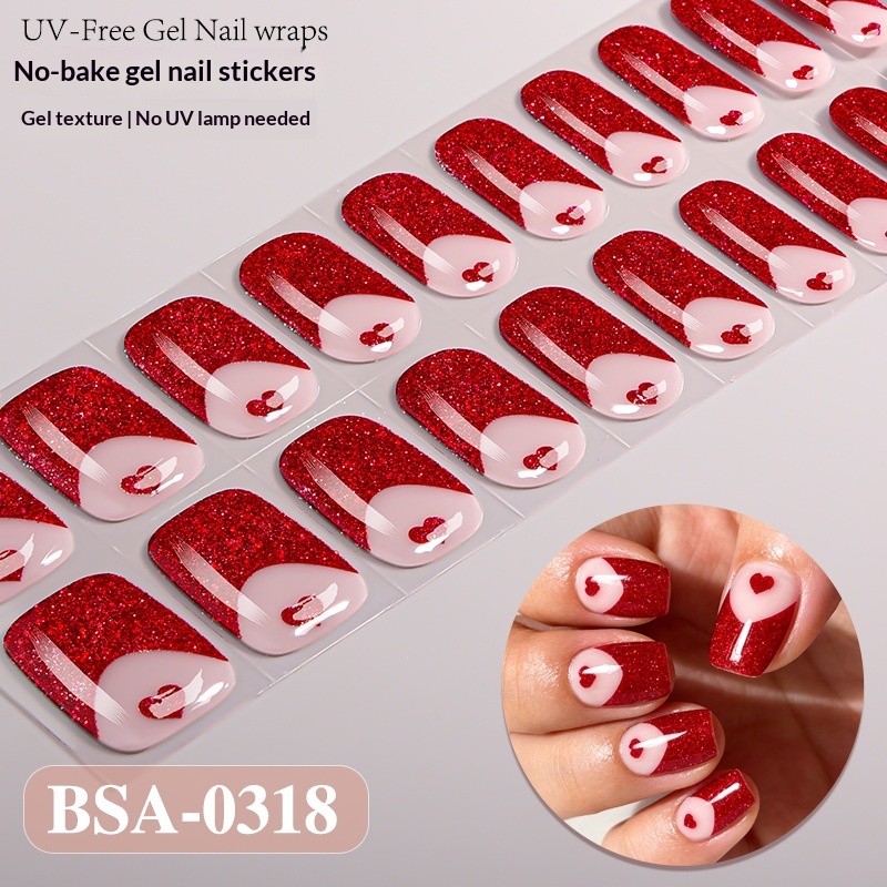 French-style No-bake Gel Nail Stickers For Women