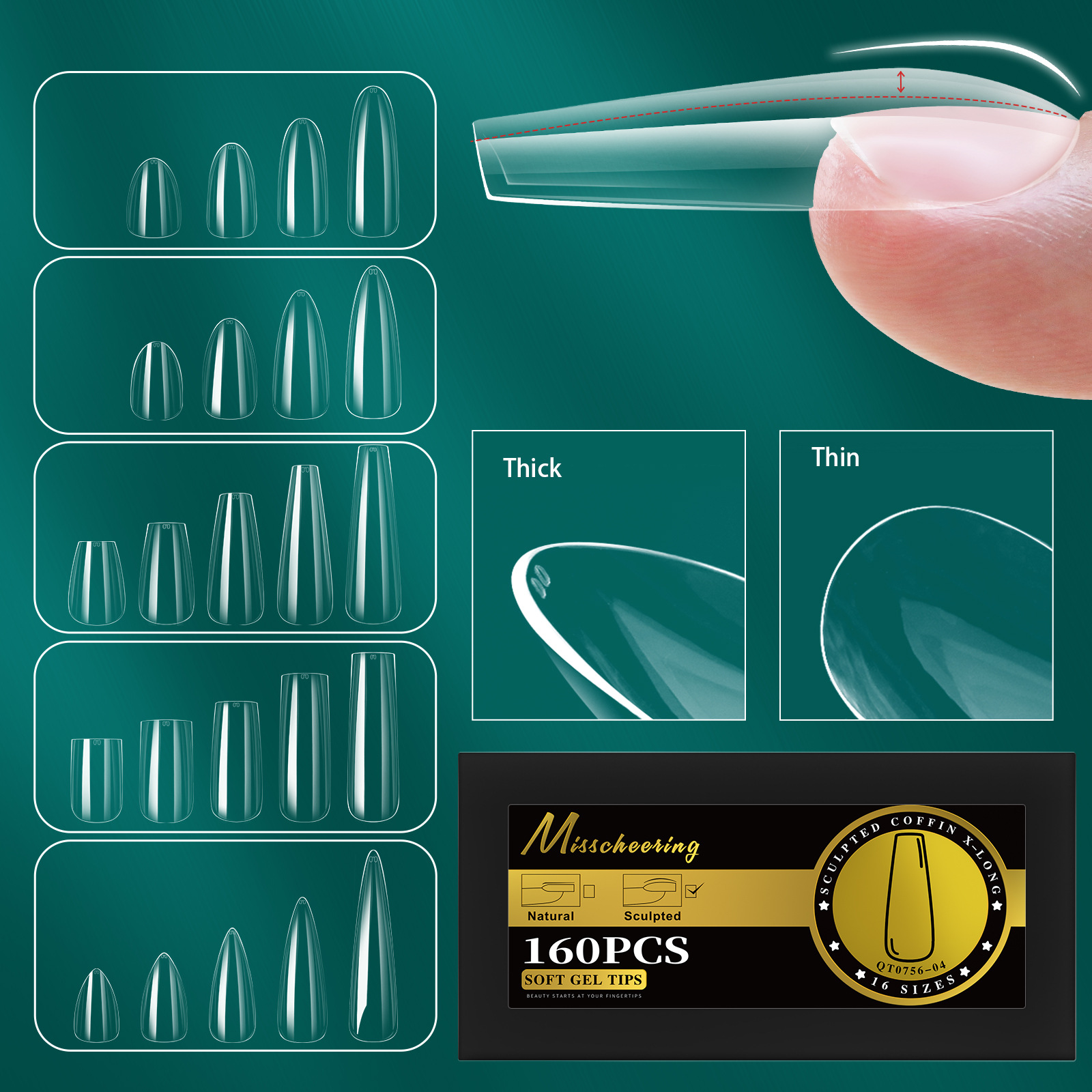 Arched Half-matte False Nails In A Boxed Set Seamless Design