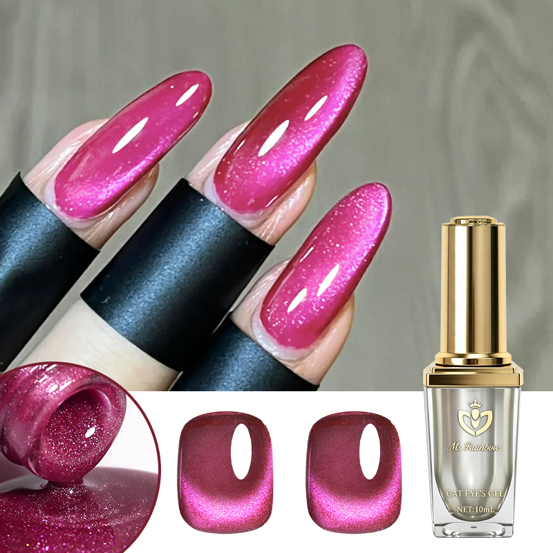 Ms Rainbow Starry Series 05 Cherry Red Cat Eye Gel Polish, 10ml, Glossy Red Shimmer…
