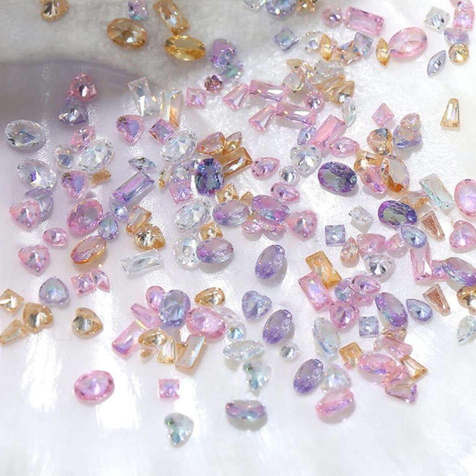 50-piece Multi-shape Mini Zircon Nail Art Decorations Assorted Colors