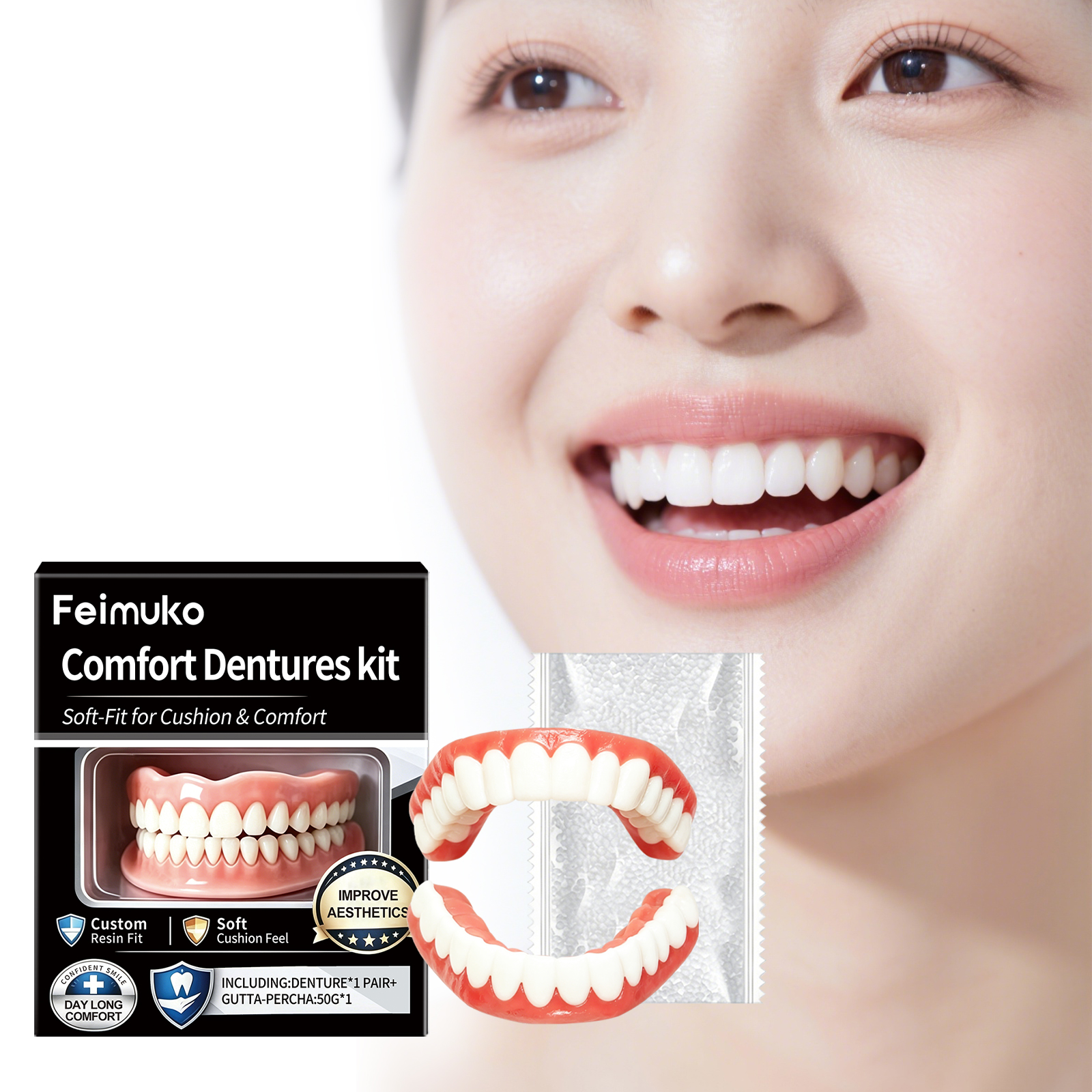 Comfortable Denture Set, 1 Set Per Box