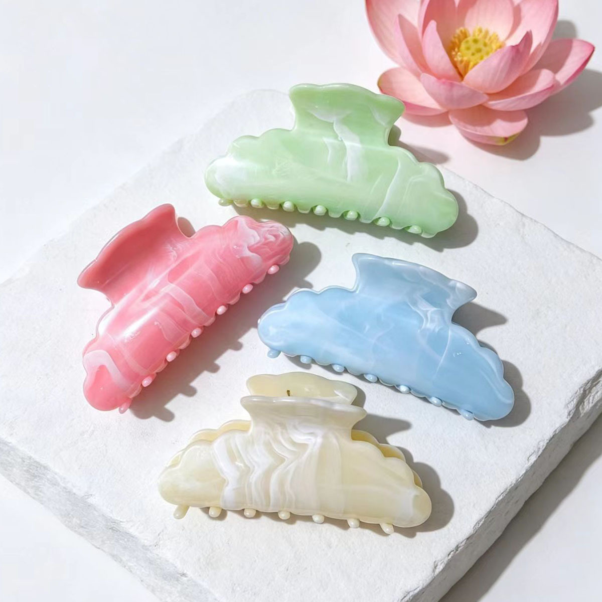 Marble-textured Streamlined Sweet Hair Clip For Women