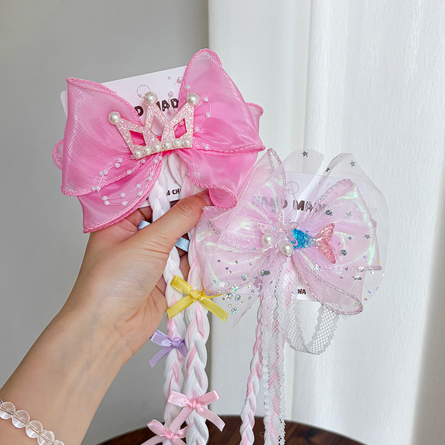 Princess Bow Ribbon Hair Clip Wig Braid