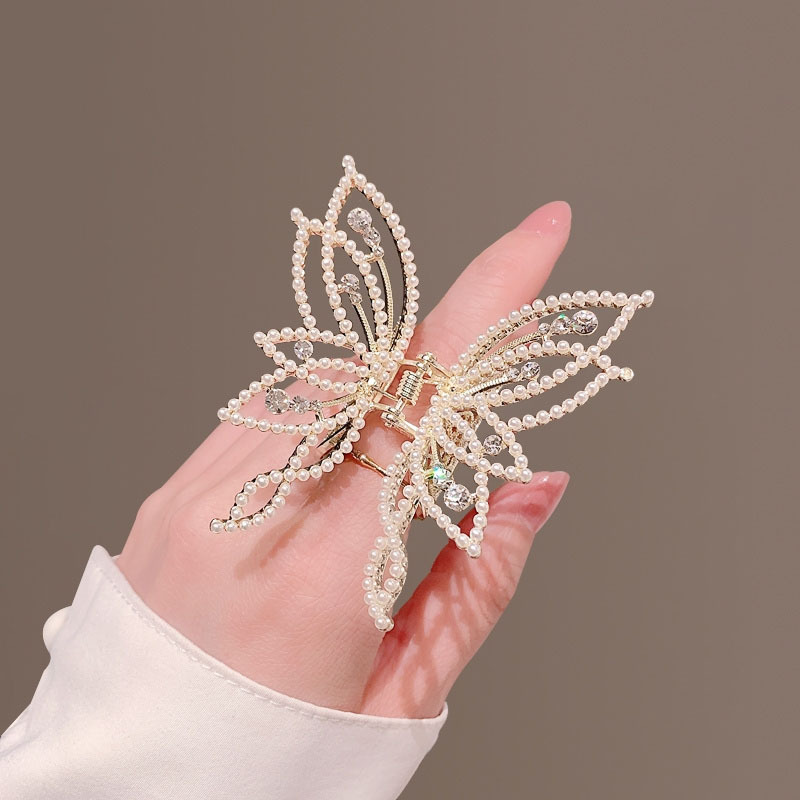 Pearl Butterfly Half-up Hair Clip For Women