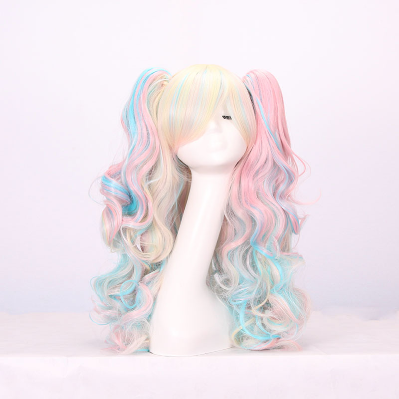 Double Ponytail Long Curly Full Wig