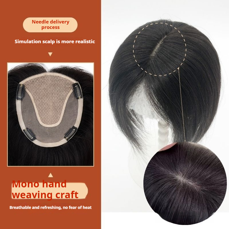 Hand-woven Hair Replacement Simulation Scalp Middle Wig