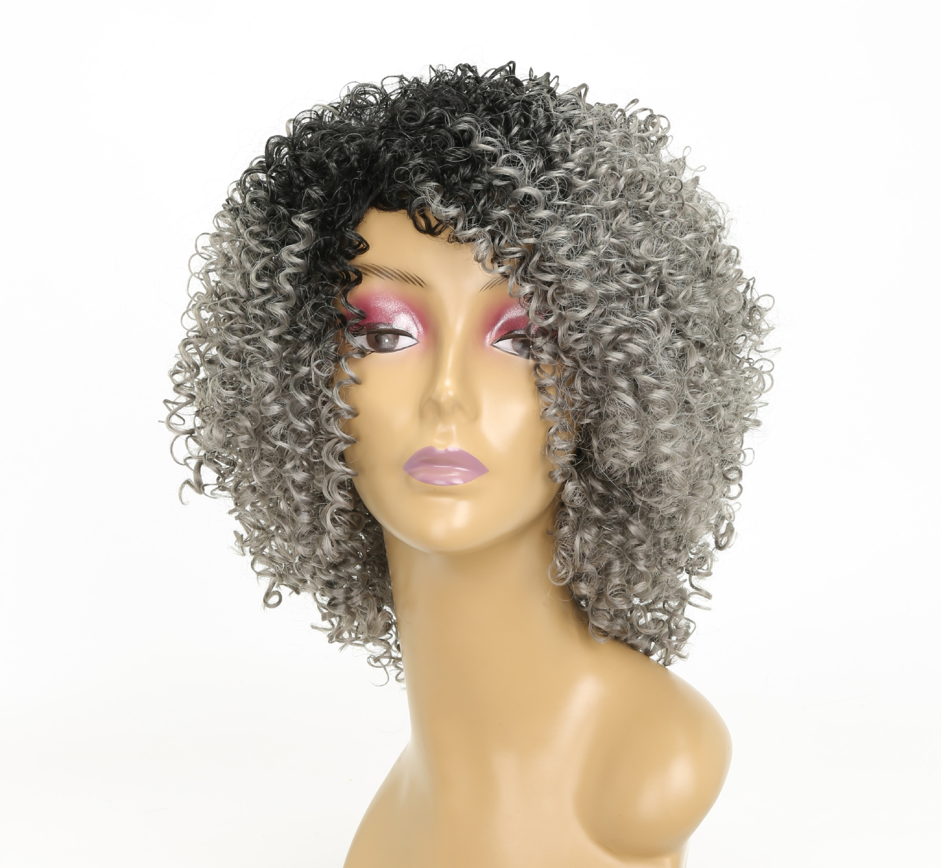 Curly Female Black Gray High Temperature Silk Chemical Fiber Headgear