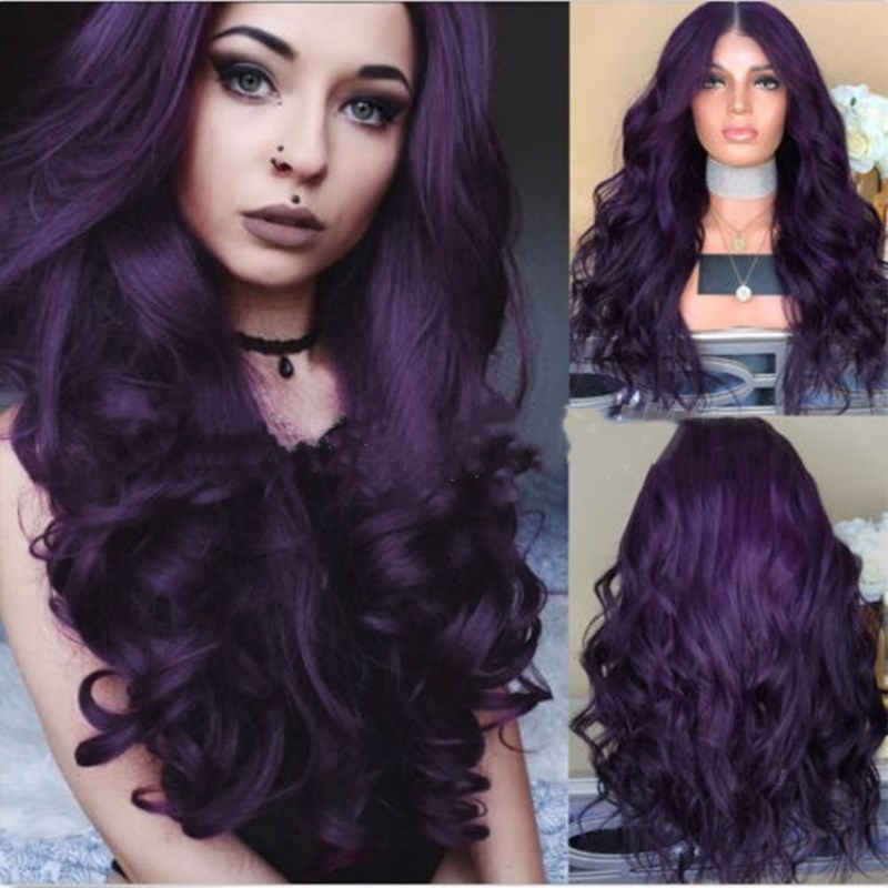 Medium And Long Curly Hair Fashion Big Wave Cosplay Anime Purple Factory