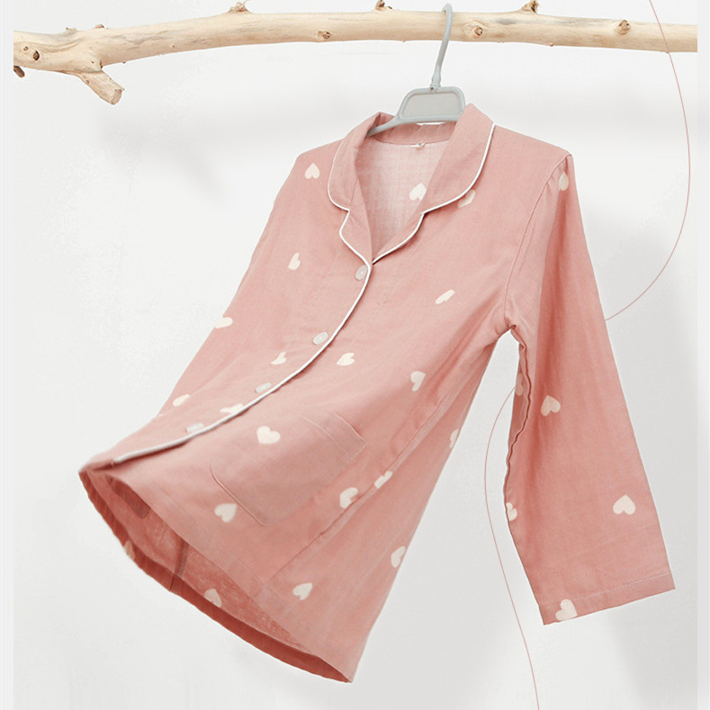 Spring And Summer All Cotton Gauze Cute Cartoon Long Sleeved Pajama Set For Boys And Girls