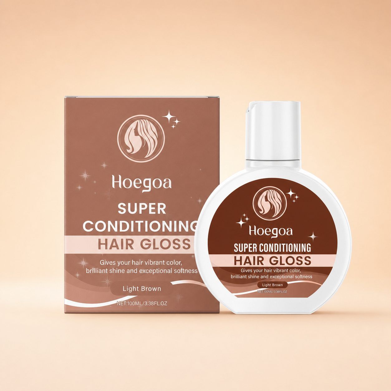 HOEGOA Light Brown Color-Depositing Hair Conditioner, 100 ml