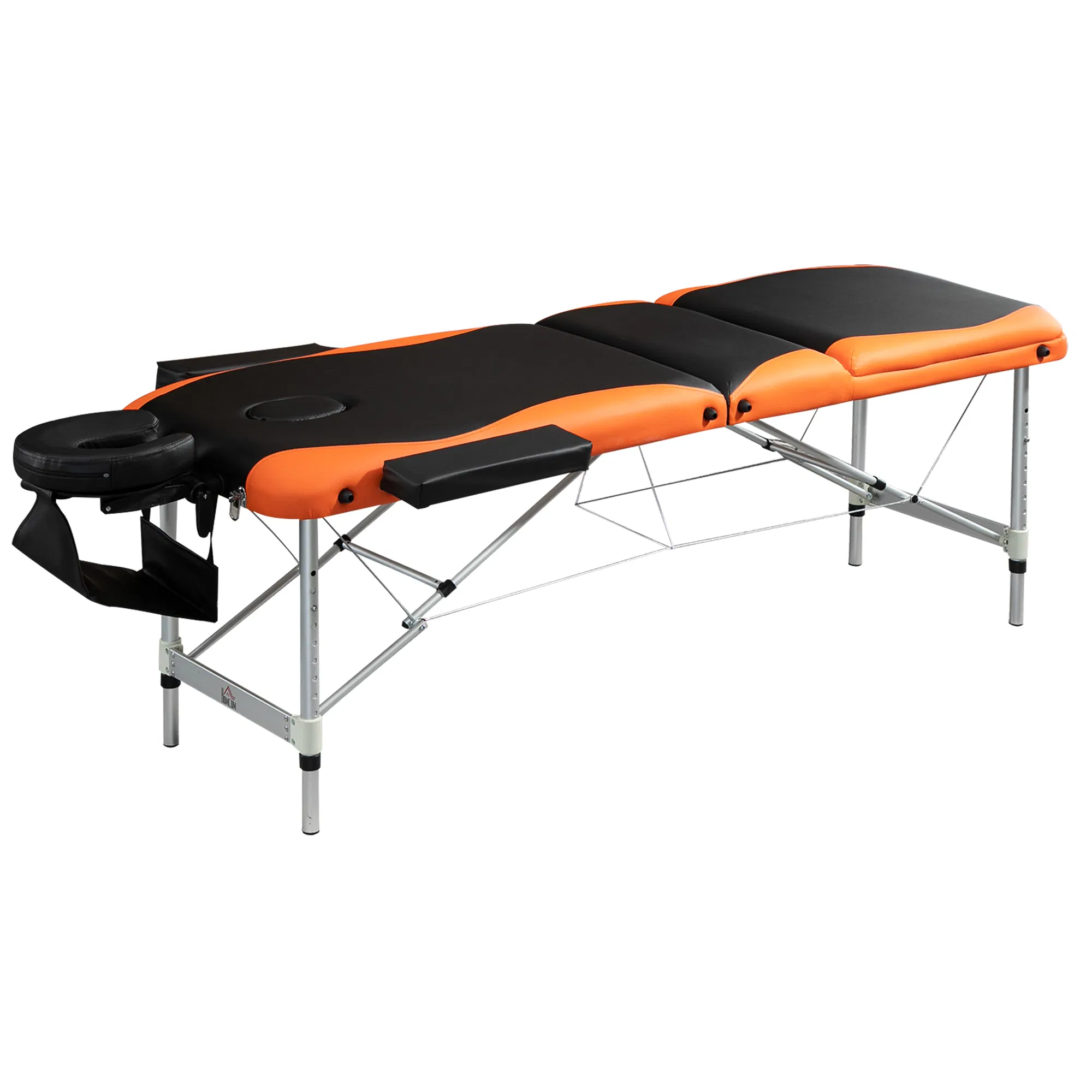 Portable Luxury: 73" 3 Section Foldable Salon Bed, Facial Couch in Black Orange for Spa…