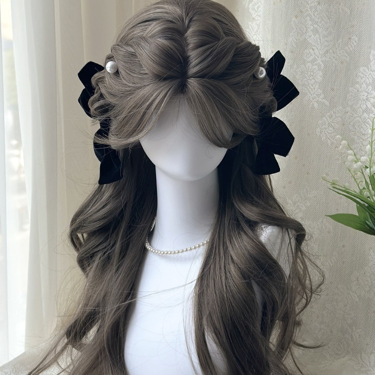 Womens Long-hair Mint-beige Brown Wig
