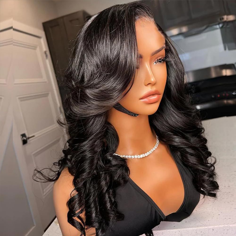 European And American-style Long Black Large-wave Synthetic Wig