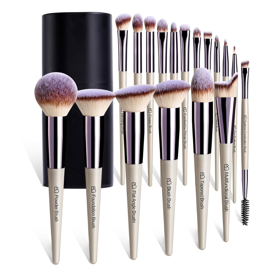 18-Pack Professional Makeup Brush Set, Foundation, Powder, Concealer, Eyeshadow & Blush…