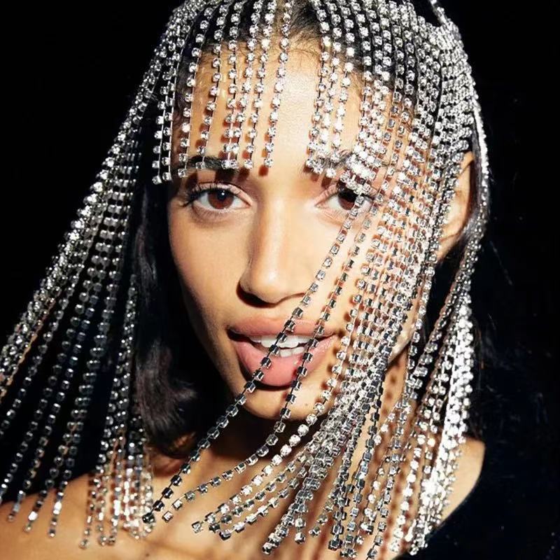 Bohemian Splendid Diamond Rhinestone Retro Ethnic Wind Length Fringed Headwear