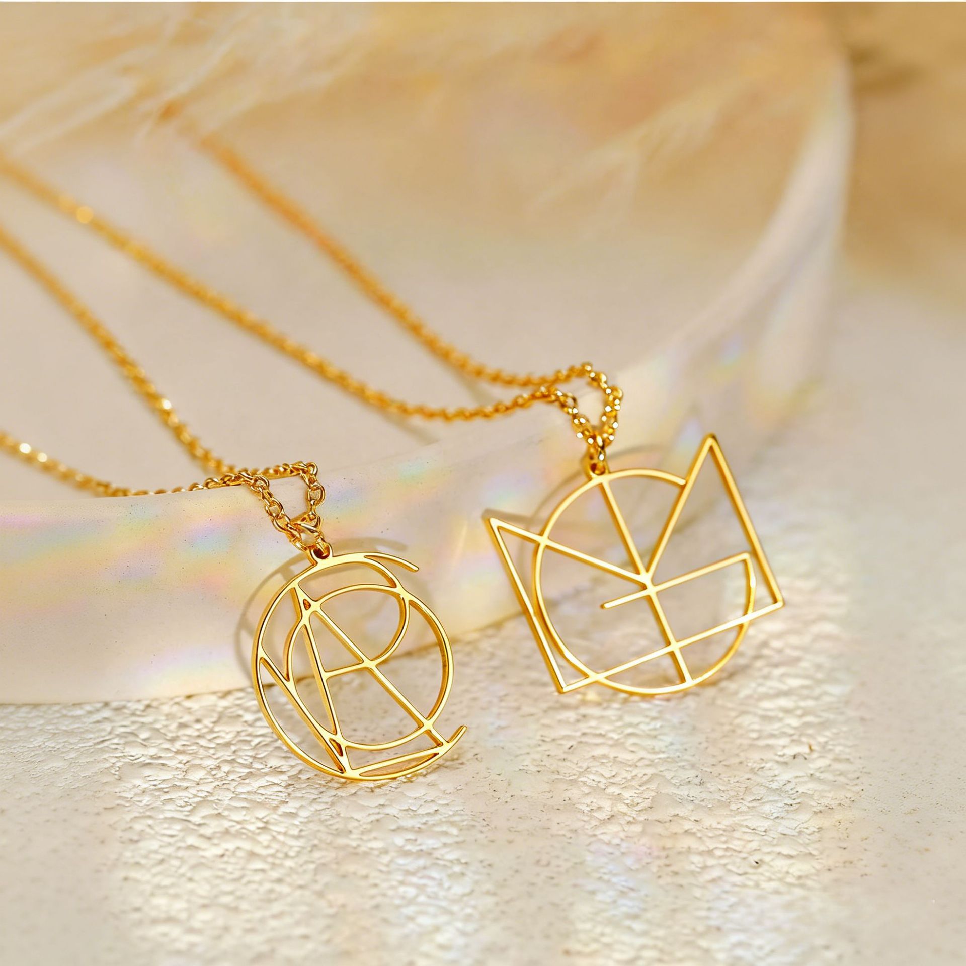 Geometric Lines 18K Gold-plated Pendant Necklace