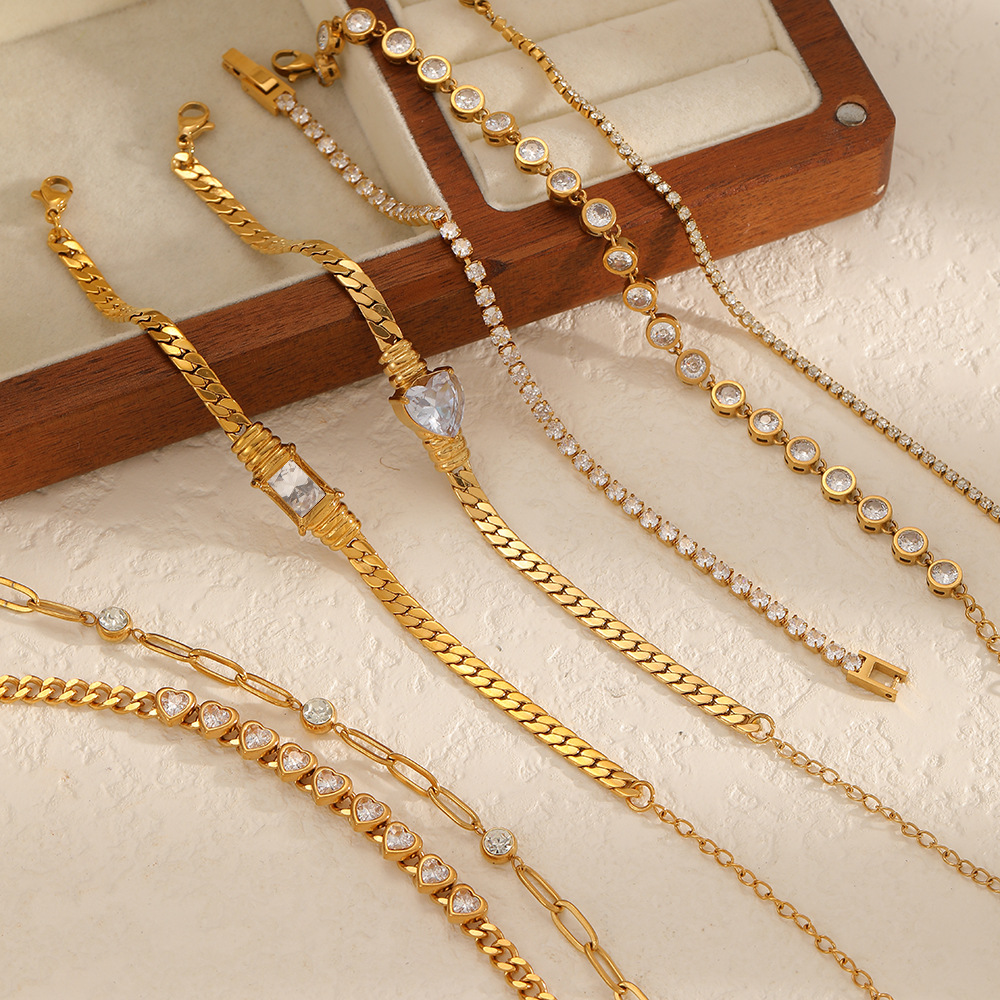 European And American Stainless Steel Zircon Bracelet