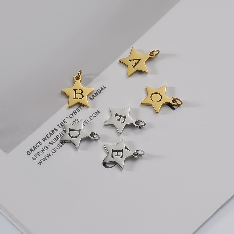 Titanium Steel Bracelet And Necklace Accessories 26-letter 18K Jewelry Pendants