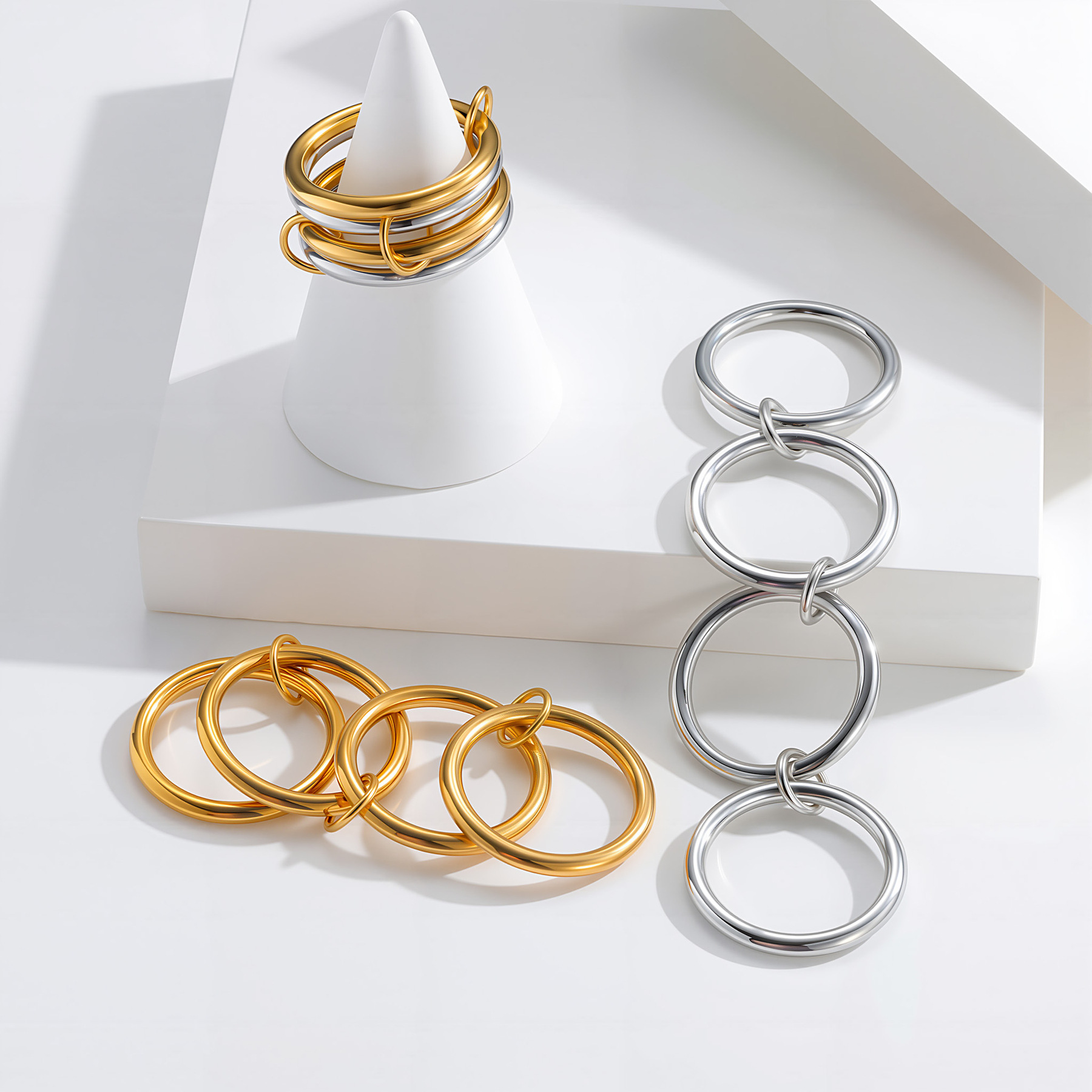 Four-layer Stacked Multi-ring Ring For Women