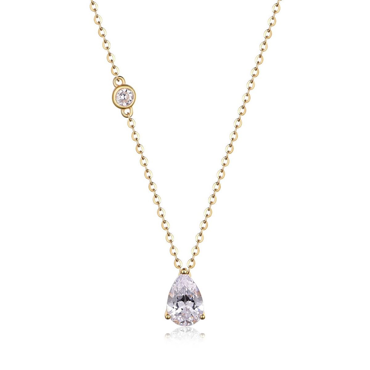 S925 Silver Gold Plated Pear Moissanite Necklace, 6x8mm 1.25CT D VVS1 Stone, GRA…