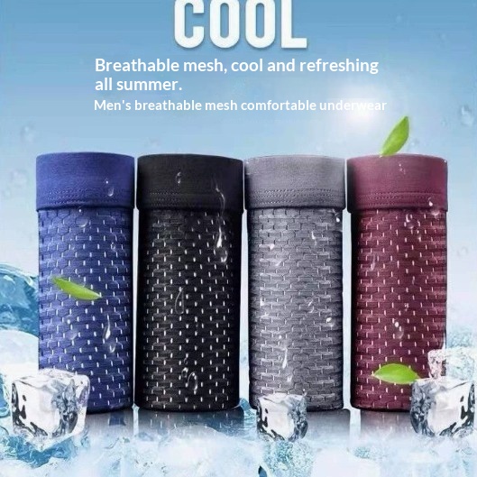 Fashionable Ice-silk Mesh Breathable Boxer Briefs
