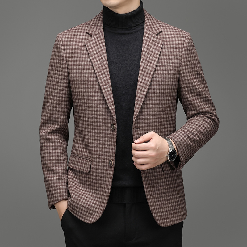 Men's Business Wool Jacket With Fleece Lining