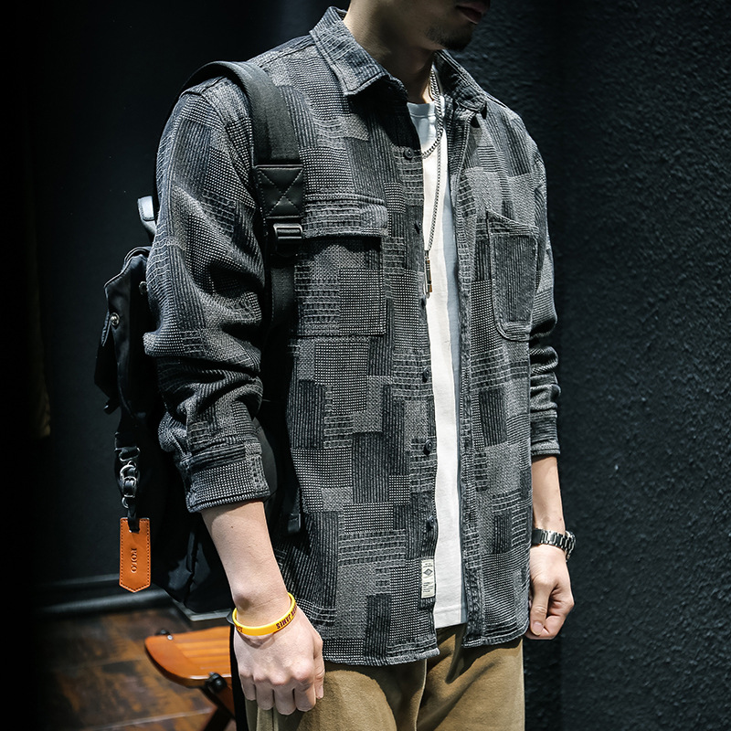 Men's Long-sleeve Denim Shirt For Autumn