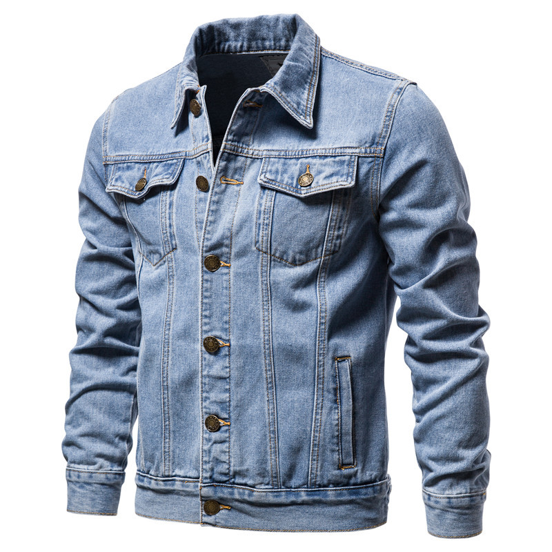 Autumn Winter European Size Trendy Men's Denim Jacket Cotton Fashion Casual Slim Fit…