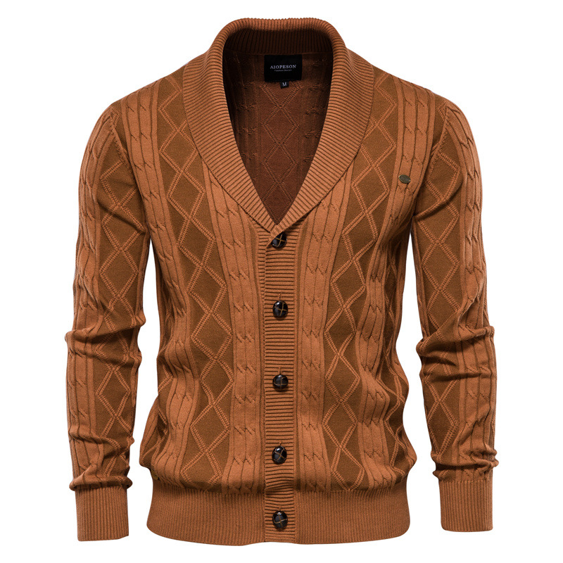 Men's Cardigan V-Neck Long-Sleeve Sweater, Men's Thick Knit Jacket, Casual Versatile…