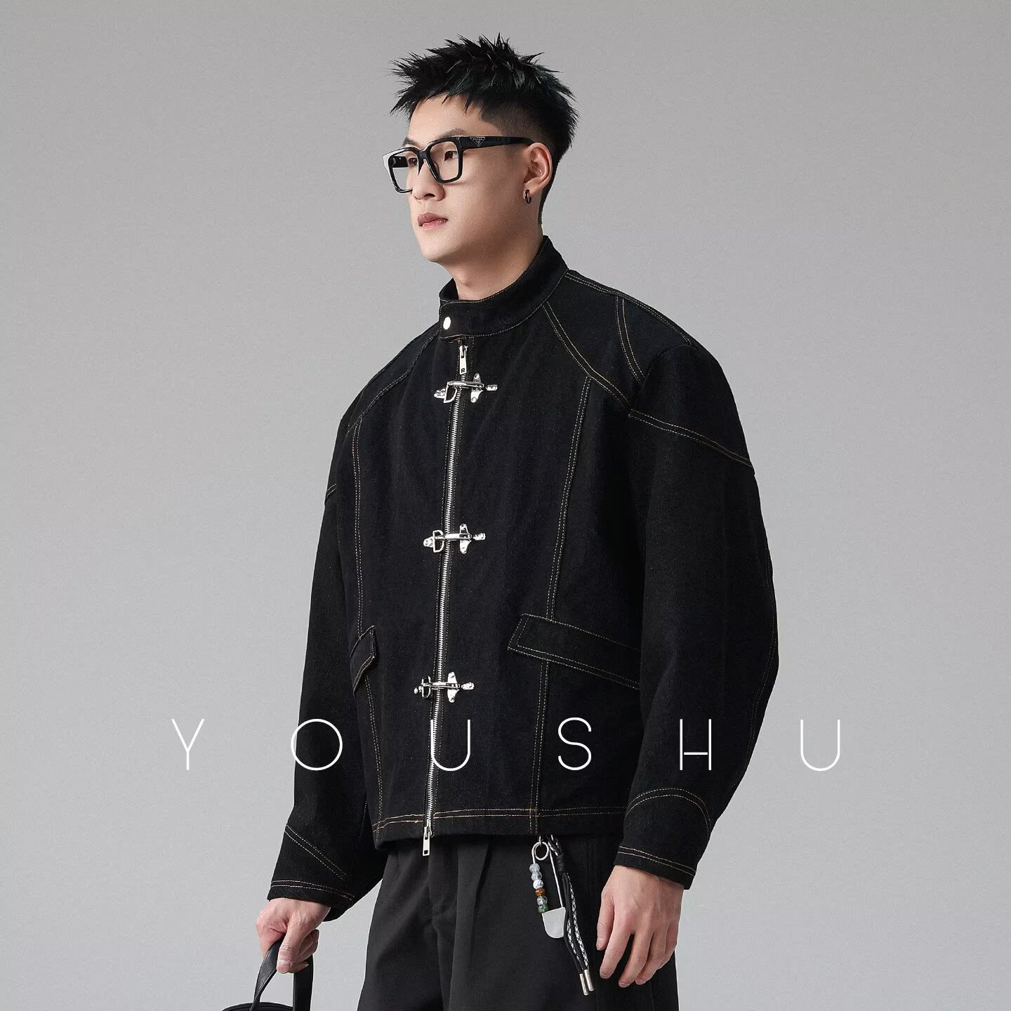 Men's Casual Vintage Distressed Stand-collar Work Jacket