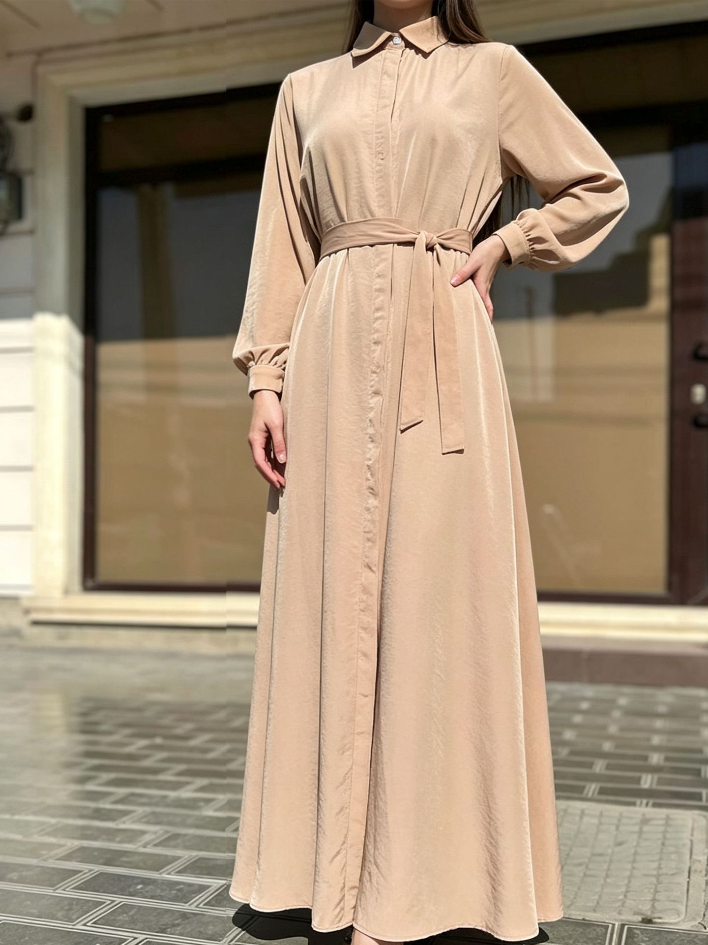 Autumn New Style Waist-cinching Puff Sleeve Dress That Conceals Body Fat And Looks…