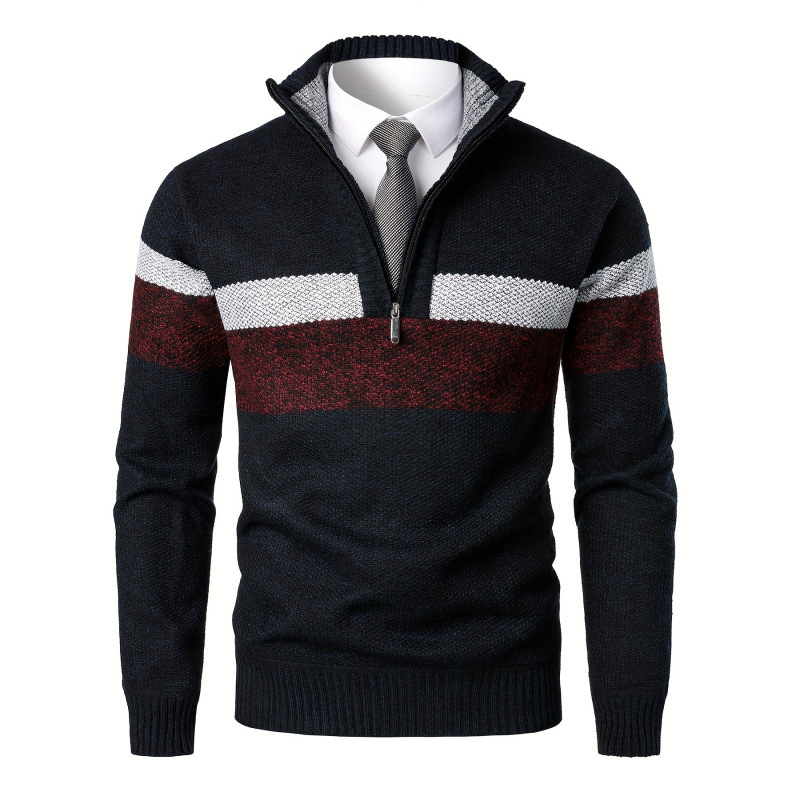 Men's Fleece-lined Mock-neck Sweater