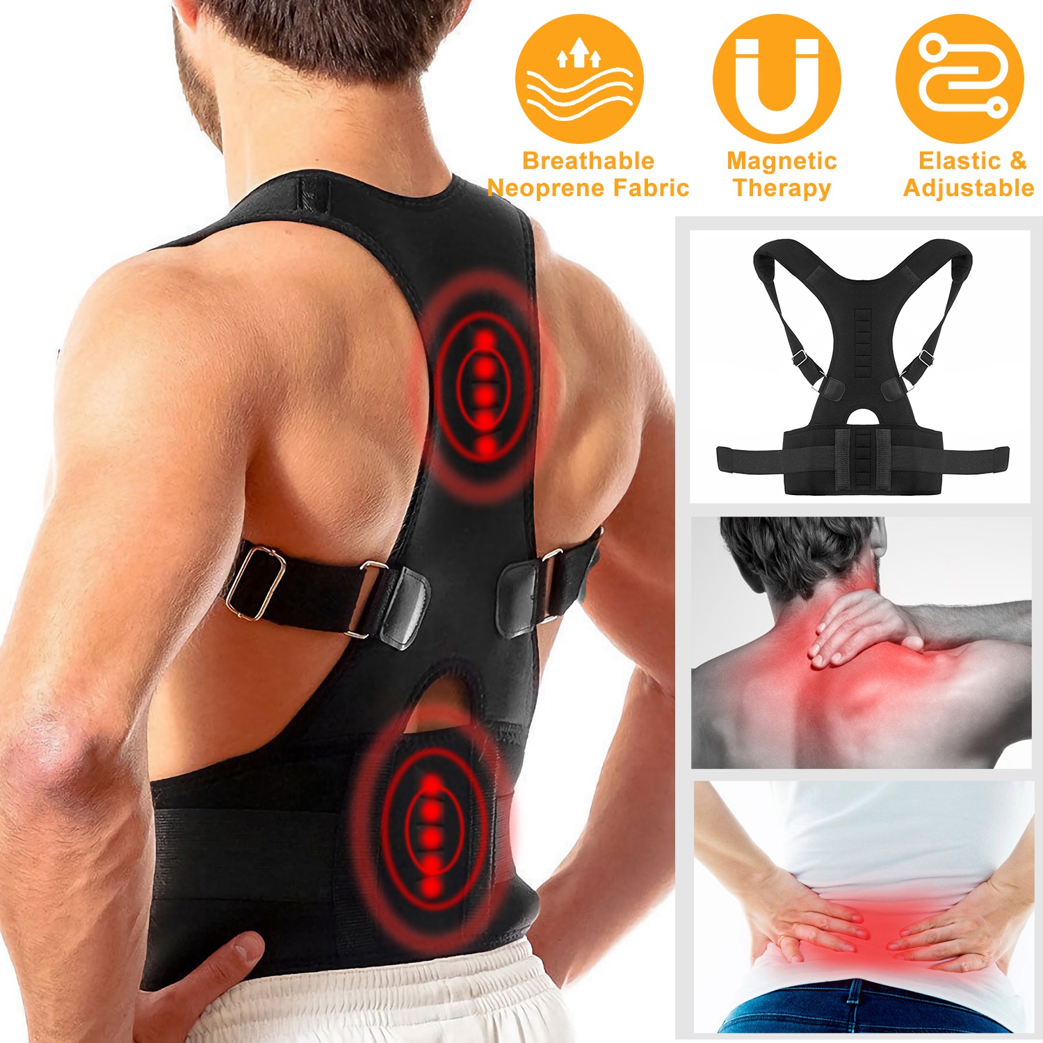 Unisex Posture Corrector Support Magnetic Lumbar Back Posture Support Belt Adjustable…