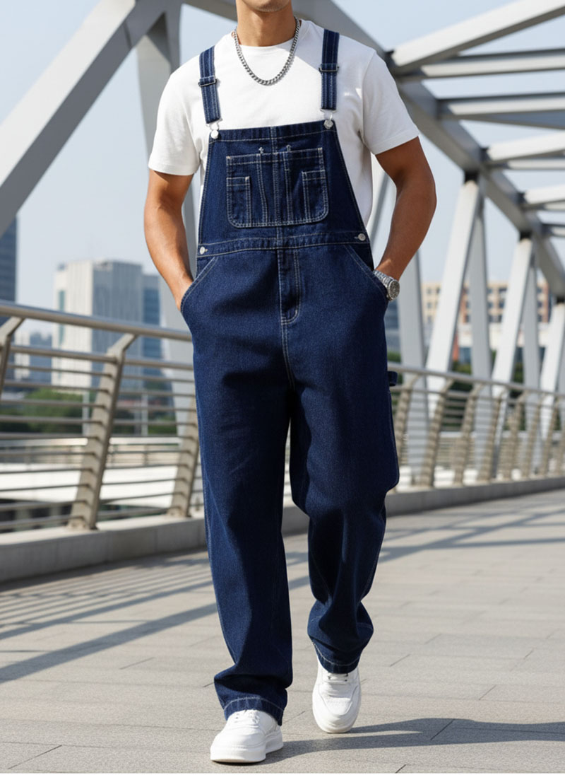 Big And Tall Mens Denim Bib Overalls Plus Size Loose Straight Leg Multi Pocket Workwear…