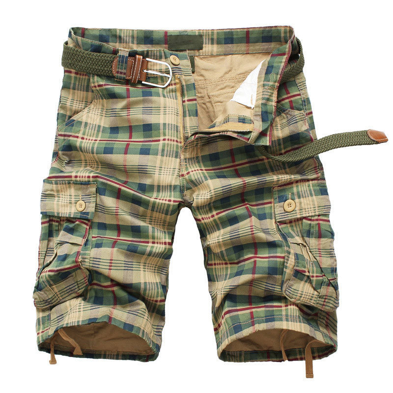 Men's Summer Work Shorts Plus Size Mid-Length Checkered Casual 5 Inch Shorts Summer…